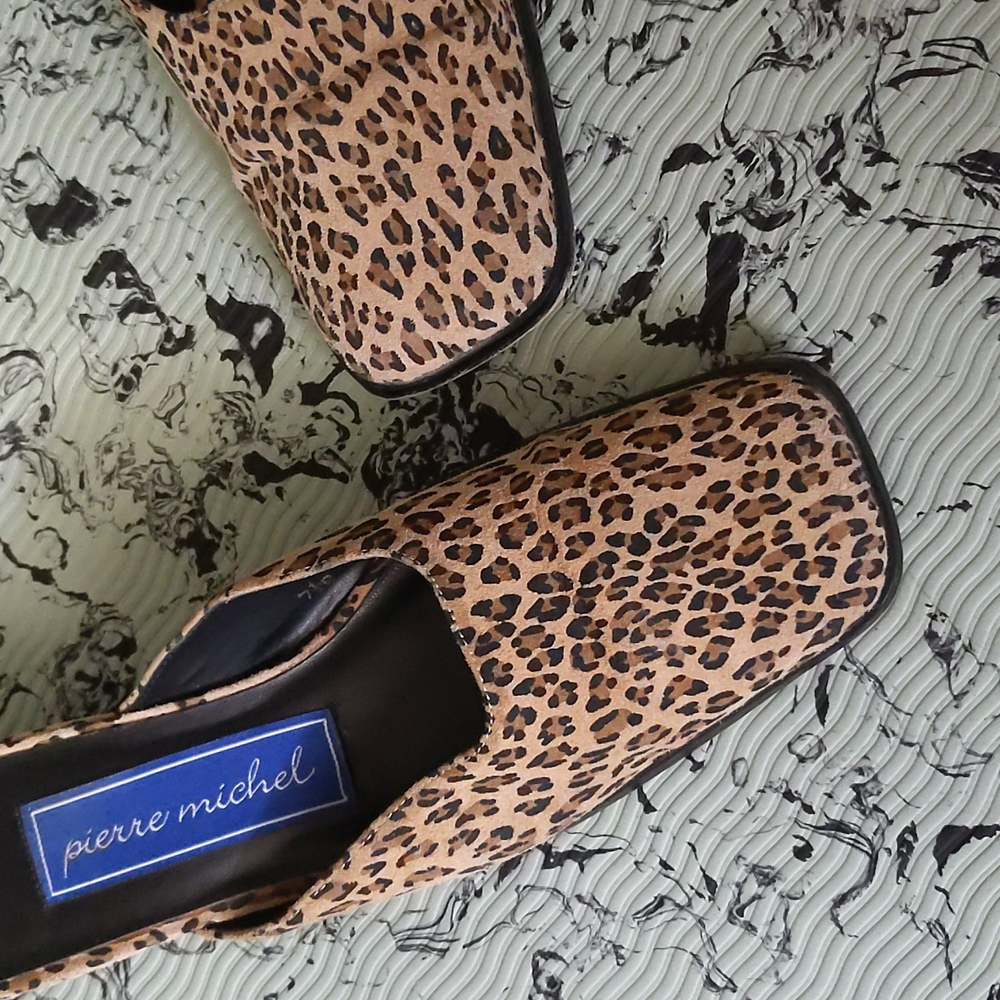 Vintage suede cheetah print mules - Picture 3 of 9